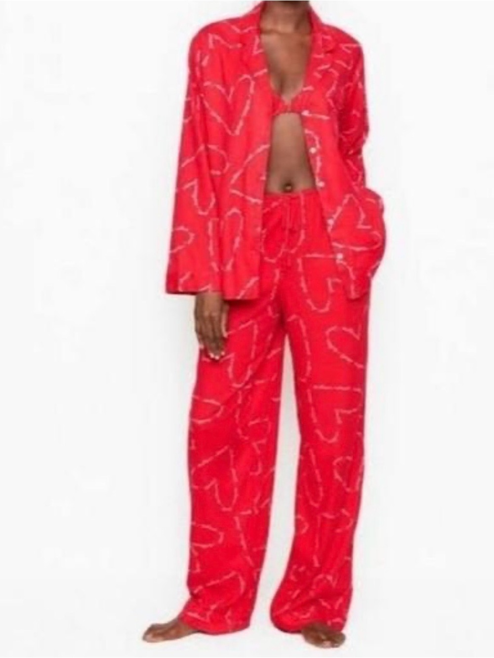VICTORIA's SECRET Retro Boho Hearts Flannel Pajama Set